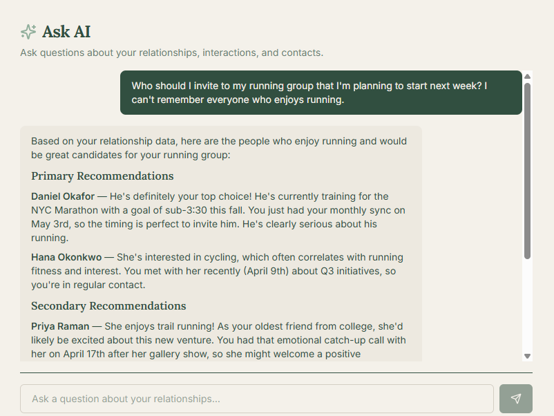 Screenshot of the Everwove AI meeting prep briefing output